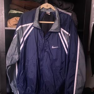 Vintage 90’s Nike Navy Blue, Green Windbreaker Jacket